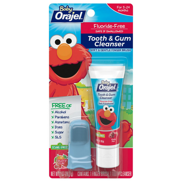 Orajel Elmo Fluoride-Free Tooth & Gum Cleanser with Finger Brush